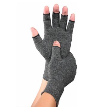 Gray Sports Breathable Half Finger Arthritis Gloves, Size L - 1