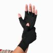 Black Fiber Sports Half Finger Gloves, Arthritis Rehab, Size L - 2