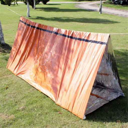 Emergency Orange Tent & Rescue Blanket - First Aid, Sunscreen, Insulation - 1