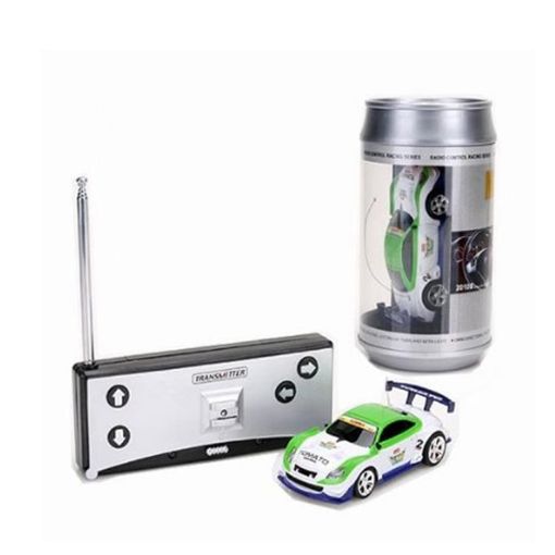 Mini RC Car Radio Remote Control - Coke Can Green & White Racing Car - 1