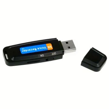 SK001 Black USB Voice Recorder, Rechargeable U-Disk, No Memory - 1