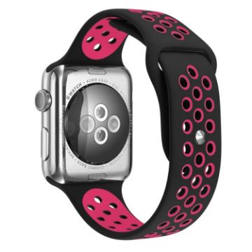 Apple Watch Ultra & Series Silicone Sport Band, Black Rose Red, 42-49mm - 1