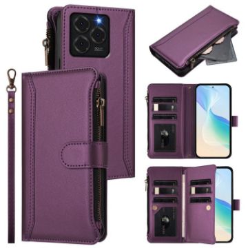 Ulefone Note 20 Pro Purple Leather Case - 9 Card Slots & Hand Strap - 1
