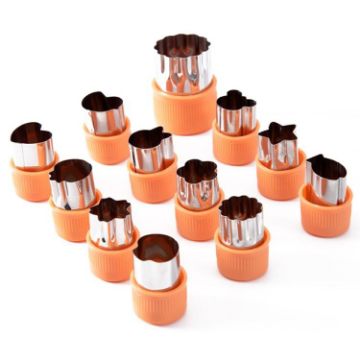 12pcs Stainless Steel Biscuit & Vegetable Cutting Mold Set - Orange - 1