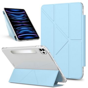 iPad Pro 13 2024 Light Blue Leather Case with Detachable Holder - 1