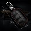 Litchi Grain PU Leather Car Key Case - Universal Fit, Black - 3