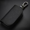 Universal Car Key Case - Black Cowhide Leather Protective Cover - 1