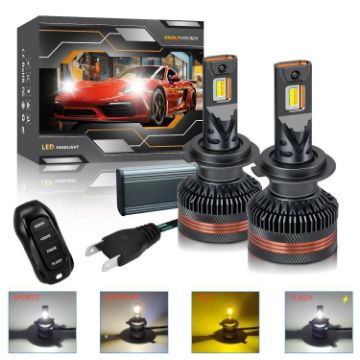 H7 LED Headlight Bulb 2pcs 60W 8000LM 6000K Three Color Remote Control - 1