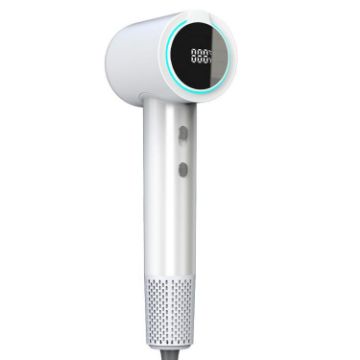 LED Digital Display High Speed Negative Ion Hair Dryer, EU Plug, White - 1