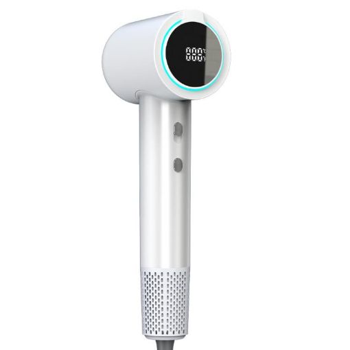 LED Digital Display High Speed Negative Ion Hair Dryer, US Plug, White - 1