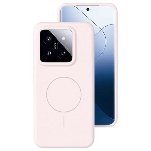 Xiaomi 14 Pro Liquid Silicone MagSafe Phone Case - Grey Pink - 1