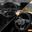 Black Breathable Mesh Elastic Anti-skid Steering Wheel Cover 38cm - 3