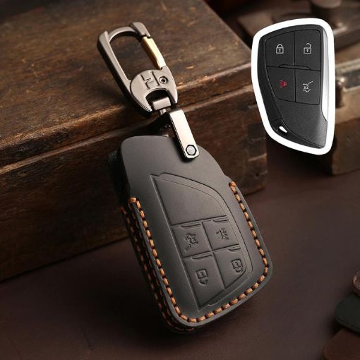 Buick Envision Plus 2023 Key Cover - Crazy Horse Cowhide, 4-Button Black - 1