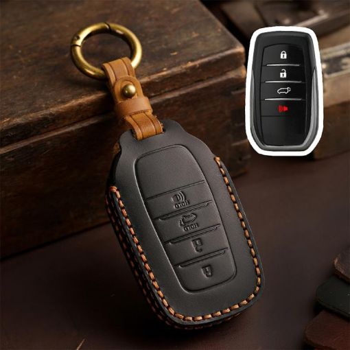 Toyota SIENNA/Granvia/Alphard/Vellfire 4-Button Key Cover Black Cowhide - 1
