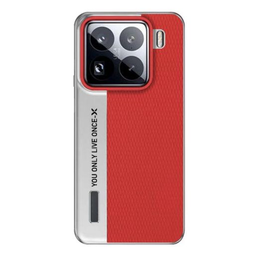 Xiaomi 15 Pro Red Diamond Texture Leather Camera Design Phone Case - 1
