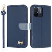 Redmi 11A/12C Dark Blue Metal Bow Leather Case with Hand Strap - 1