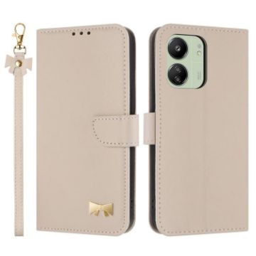 Redmi 13C 4G Global Leather Phone Case with Hand Strap - Apricot - 1