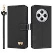 Redmi 14C 4G/Poco C75 Leather Phone Case with Hand Strap - Black - 1