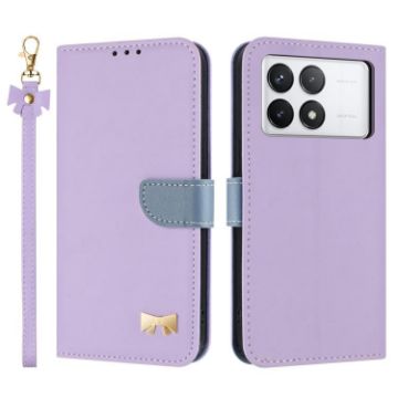 Redmi K70 Pro/Poco F6 Pro 5G Purple Leather Case with Hand Strap - 1