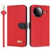 Redmi K80 Pro/Poco F7 Pro Red Metal Bow Leather Case with Hand Strap - 1