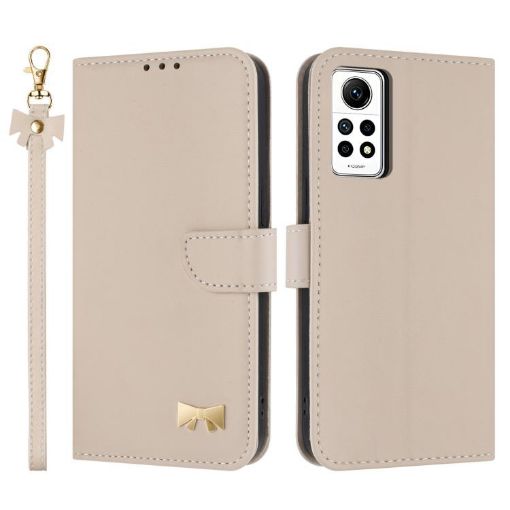 Redmi Note 12 Pro 4G Global Metal Bow Leather Case with Strap Apricot - 1