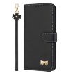Redmi Note 13 5G Black Leather Phone Case with Metal Bow & Hand Strap - 2