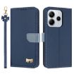 Redmi Note 14 4G Metal Bow Leather Case with Hand Strap - Dark Blue - 1