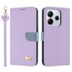 Redmi Note 14 4G Purple Leather Phone Case with Hand Strap - 1