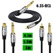 3m 6.35mm Mono Plug to RCA Male Audio Adapter Cable for Amp, Speaker, Guitar - 2