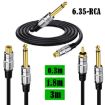 3m 6.35mm Mono Plug to RCA Female Audio Adapter Cable for Amp, Speaker - 2