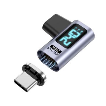 Type-C Male to Female PD240W 80Gbps Magnetic Adapter, Elbow Head - 1