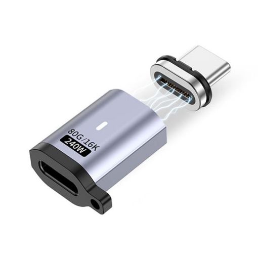 Type-C Male to Female PD240W 80Gbps Magnetic Adapter, Straight Head - 1
