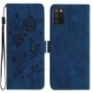 Samsung Galaxy A02S Leather Case, Rose Flower Embossed, Dark Blue, EU 166mm - 1