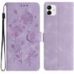 Samsung Galaxy A04 Light Purple Rose Embossed Leather Phone Case - 1