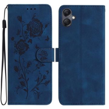 Samsung Galaxy A05 Dark Blue Rose Embossed Leather Phone Case - 1
