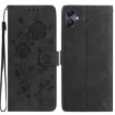 Samsung Galaxy A05 Black Leather Case with Rose Flower Embossing - 1