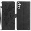 Samsung Galaxy A05S Black Leather Case with Rose Flower Embossing - 1