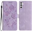 Samsung Galaxy A05S Light Purple Rose Embossed Leather Phone Case - 1