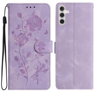 Samsung Galaxy A05S Light Purple Rose Embossed Leather Phone Case - 1