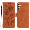 Samsung Galaxy A05S Brown Leather Case with Rose Flower Embossing - 1