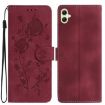 Samsung Galaxy A06 Red Rose Flower Embossed Leather Phone Case - 1