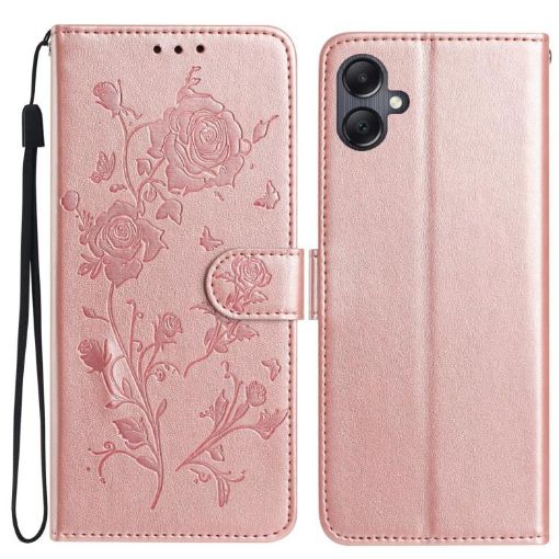 Samsung Galaxy A07 Rose Flower Embossed Leather Case Rose Gold - 1
