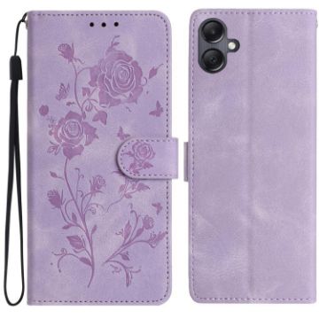 Samsung Galaxy A07 Light Purple Rose Embossed Leather Phone Case - 1