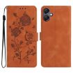 Samsung Galaxy A07 Brown Leather Case with Rose Flower Embossing Pattern - 1