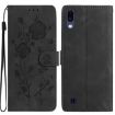Samsung Galaxy A10/M10 Black Rose Embossed Leather Phone Case - 1