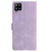 Samsung Galaxy A12 Light Purple Rose Embossed Leather Phone Case - 3