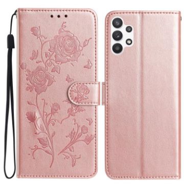 Samsung Galaxy A13 4G Rose Flower Embossed Leather Case Rose Gold - 1