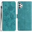 Samsung Galaxy A13 4G Green Leather Case with Rose Flower Embossing - 1