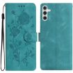 Samsung Galaxy A13 5G Green Rose Embossed Leather Phone Case - 1