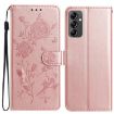 Samsung Galaxy A14 Rose Flower Embossed Leather Case - Rose Gold - 1